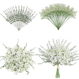 LELEE Baby's Breath Artificial Flowers - 30 PCS Babys Breath Flowers with Eucalyptus Stem Bulk - Real Touch Fake Gypsophila Bouquets for Wedding Decor, Party Arrangements, Home Decoration, DIY Crafts