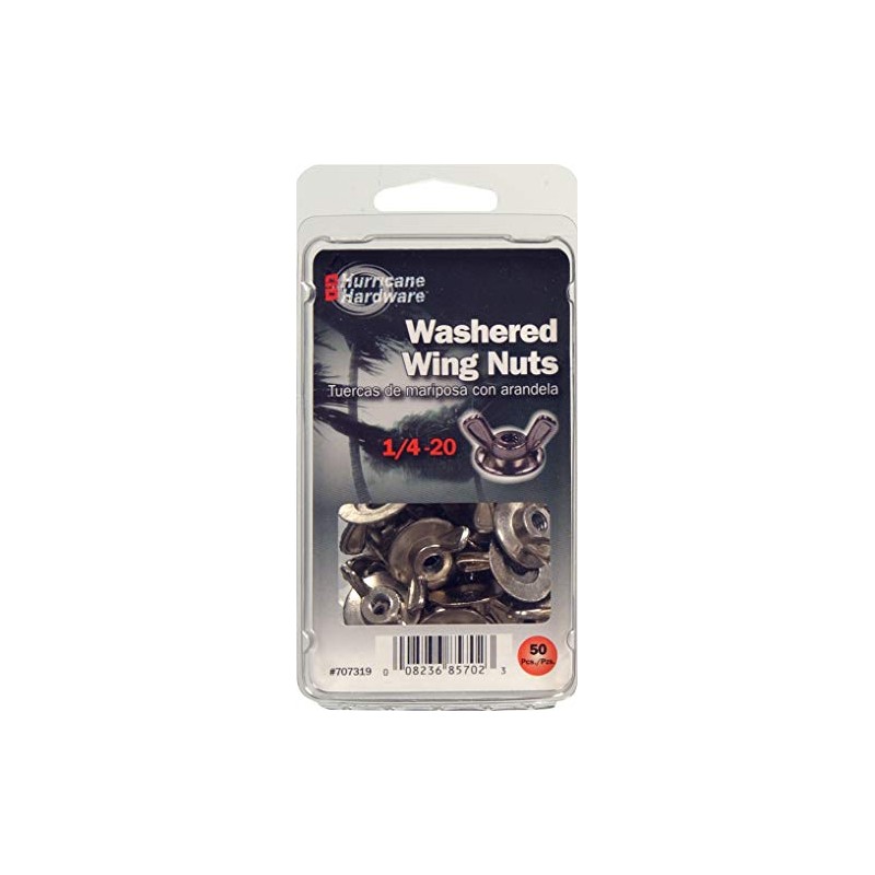 Hillman 707319 Zinc Die-Cast Washered Wing Nuts (1/4"-20) - 50