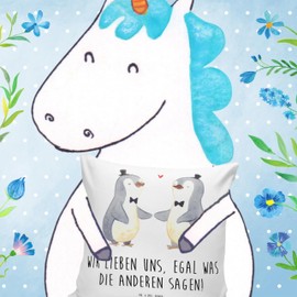 Mr. & Mrs. Panda 40 x 40 cm Cushion Penguin Couple Gay Pride – Gift, Motif Cushion, Wedding Party, Decorative Cushion, Pillow, Engagement Gift