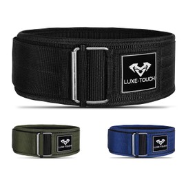 LUXE-TOUCH 4 Inches Nylon Weightlifting Belt with Quick-Release Buckle, Belt for Cross Working out, Bodybuilding, Power Lifting. Deadlift Training Belt, Adjustable Weight Lifting Spine Support for Unisex Adults (Black, Medium (31" - 36"))