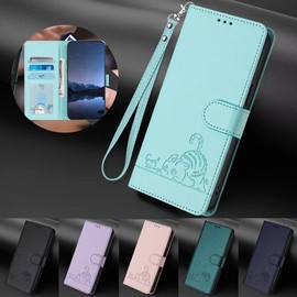 SEAHAI Case for HONOR X7c / HONOR 200 Smart 5G, Cute Cat Pattern Premium PU Leather Wallet Shockproof Flip Cover with Kickstand/Credit Card Slots/RFID Blocking/Magnetic Close, Light Green