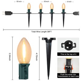 C9 Christmas Lights Outdoor, 38Ft Christmas Pathway Lights with 27 LED Bulbs and 25 Marker Stakes, Connectable Outdoor Christmas Decorations Yard Walkway Sidewalk Holiday, Warm White