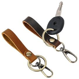 COYUN Pack of 2 Car Key Fob Leather, Universal Car Key Fob for Men and Women, Key Ring with Belt Loop Car Accessories, Car Key Ring, Key Ring Accessories, Unisex
