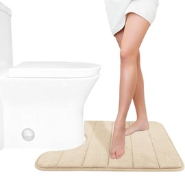 Yimobra Badematte rutschfest, 80 x 50 cm, Super Wasseraufnahme, Dick, Maschinenwaschbar, Leicht zu Trocknen Badezimmerteppich – Beige