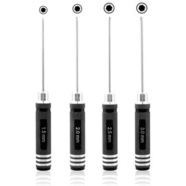 GDOOL 4 Pieces Hex Screw Driver Set 1.5mm 2.0mm 2.5mm 3.0mm Allen Wrench Keys Screwdriver Kit RC Repair Tools for Traxxas RC Car Drone Multi-Axis Helicopter Arrma Axial Losi Redcat Racing (Black)