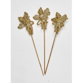 Worth Imports 4" Glittered Angels with Musical Instruments On 6" Pick, 3 Assorted, Set of 12