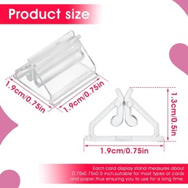 Flaiskytup 24 PCS Plastis Place Card Holders(0.75×0.75 in), Clear Triangle Playing Card Holders,Small Acrylic Table Sign Stands for Wedding Cards, Photos,Memos,Pictures Display