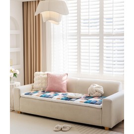 HOMEREFROM Couch Covers for Sofa, Non Slip Sofa Cover for 3 Cushion Couch Sofa, Large Plaid Couch Protector, Fuzzy Couch Cover for Dogs, Cats (Macaron, 27.6x70.9inch)