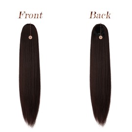 Feshfen 60 cm Ponytail Clip Extensions with Drawstring, Braid, Drawstring Ponytail Hairpiece, Straight Hair Extensions for Braid, Synthetic Drawstring Ponytail Extension, Medium Brown