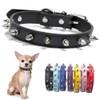 Black Spiked Dog Collar For Small Dogs PU Leather Rivet