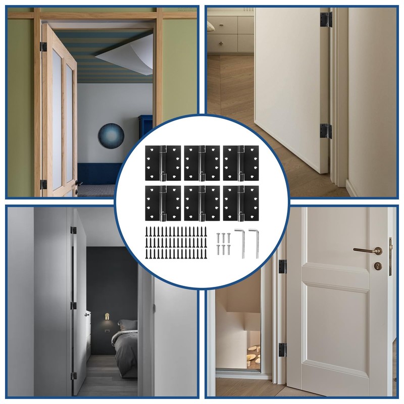6 Pack Self Closing Door Hinges, 4 Inch Spring Loaded