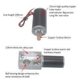 DC 12V Gear Motor with Gearbox, High Torsion Speed, Reduces Electric Gearbox, Reversible Worm, 8 mm Shaft, Permanent Magnet, Controlled (12V, 10rpm)