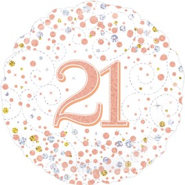 Oaktree 18" 21st Sparkling Fizz Birthday White & Rose Gold Holographic
