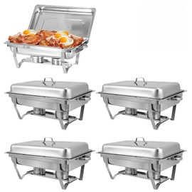 Jwevvie Chafing Dish Buffet Set, 8QT Stainless Steel Chafing Dishes for Buffet, Full Pan Chafing Dish, Buffet Servers and Warmers for Party, Wedding,Catering (5 PACK)