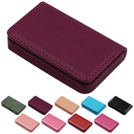 JONYEE Business Credit Card Holders, Magnetic Sealing Anti Drop, PU Leather Debit Card Protector Organizer Case (Maroon Red)
