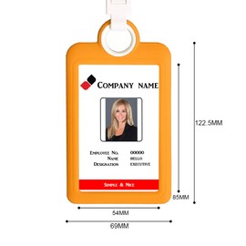 Badge Holder ID Silicon Card Holder Vertical with Lanyard Neck Strap Heavy Duty ID Card Business Card Offices Supplies (Yellow)