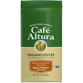Cafe Altura Whole Bean Organic Coffee, Regular Roast, 2 Pound
