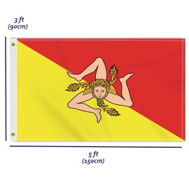 3×5 FT Italy Sicily Flag, Large 100D Italian Sicilian Outdoor Banner,Doube Side Printing Decor For Patio Garden With Brass Gromment