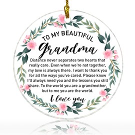 Grandma Christmas Ornament Gift, Ornament Gift for Nana from Granddaughter Grandson Grandkids Mother's Day Birthday Best Grandma Ever Gifts Round Acrylic Ornaments, to My Beautiful Grandma