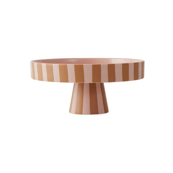 OYOY Living Toppu Litab1101048-307 Caramel Decorative Bowl Round Ceramic Striped Brown Pink 20 x 9 cm