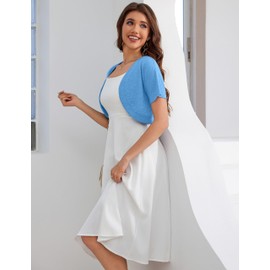 a.Jesdani Women's Shrug Sweaters Open Front Short Sleeve Knit Bolero Open Front Cardigan RoyalBlue,S