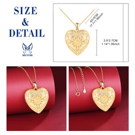 MICYUMI Women's Heart Photo Locket Pendant 925 Sterling Silver Sun Flower Pattern Necklace, Silver