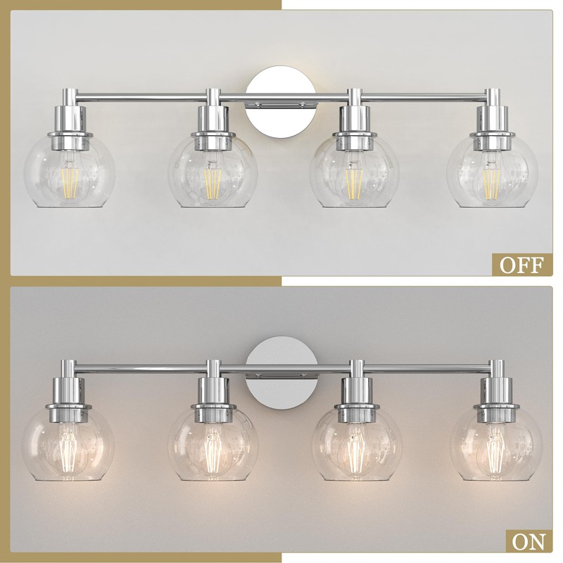 Espird 4 Lights Bathroom Vanity Light Fixtures Chrome, Bathroom Lights