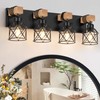 FadimiKoo 4-Light Rustic Style Wood Bathroom Vanity Light Fixtures, Black