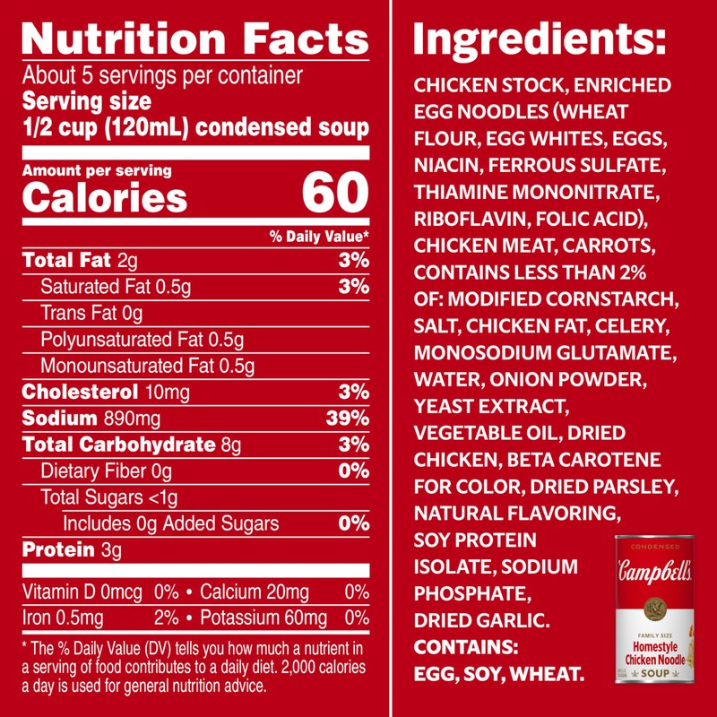 Campbell’s Condensed Homestyle Chicken Noodle Soup, 22.2 oz Family Size