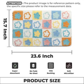 Flowers Bath Carpet Extra Absorbent Bathroom Mat Non Slip Bath Carpet Thick Plush and Machine Wash Bath Mat for Bedroom, Bath Tub and Living Room (24"x16", Orange)