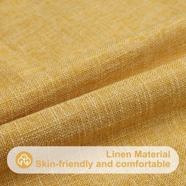 decorUhome Set of 2 Linen Cushion Covers 30X50cm,Decorative Outdoor Plain Vintage Cushion Covers with Stitched Edges, Rectangle Farmhouse Neutral Pillow case 12x20 Inch for Sofa,Mustard Yellow