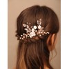 Teyglen Bridal Flower Hair Pins Rose Gold Pearl Crystal Hair