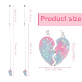 MenYiYDS - 2 pcs BFF Necklace Friendship Necklace Colour Gradient Pink Star Jewellery Pendant Best Friend Girls Necklace Girls Birthday Gift Pendant Chain Gift (Pink Heart)