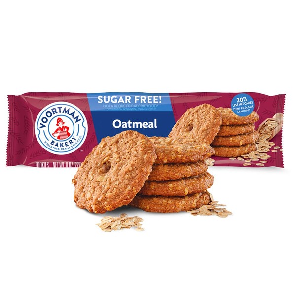 Voortman Bakery, Sugar Free Oatmeal Cookies, 8 oz. Bag, Pack of 4 -Delicious Sugar Free CookieMade with Real Ingredients, Perfect for SnackTime, Lunches and More