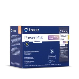 Trace Minerals PowerPak Plus Immunity - Hydration Support Supplement - Vitamin & Mineral Powder with Elderberry - Powder Packet to Aid Immunity & Energy - Fizzy Lemon Berry (30 Servings)