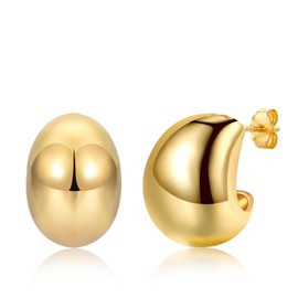 Chunky Gold Hoop Earrings, Lightweight Hollow Teardrop Earrings for Women│Waterdrop Square Open Chunky Hoop Earrings for Girls│Hoops Earrings Jewellery