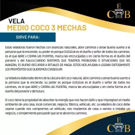 CEB Veladora De Coco Eleguua 3 Mechas Abre Camino