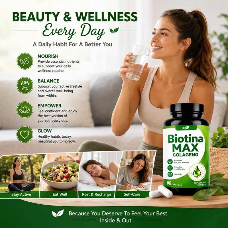 QOCORE Biotina Max Colageno, Hair, Skin & Nails Support with