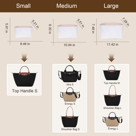 ETTP Purse Organizer Insert For Le Pliage, Ultra-light Waterproof DupontPaper le pliage Bag Organizer (White, Medium)