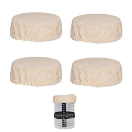 TERESRY Sourdough Starter Jar Cover Cloth, Reusable Linen Covers for Sourdough Starter Container, Breathable Fabric Covers for Mason Jars Wide Mouth and Normal Mouth (4)