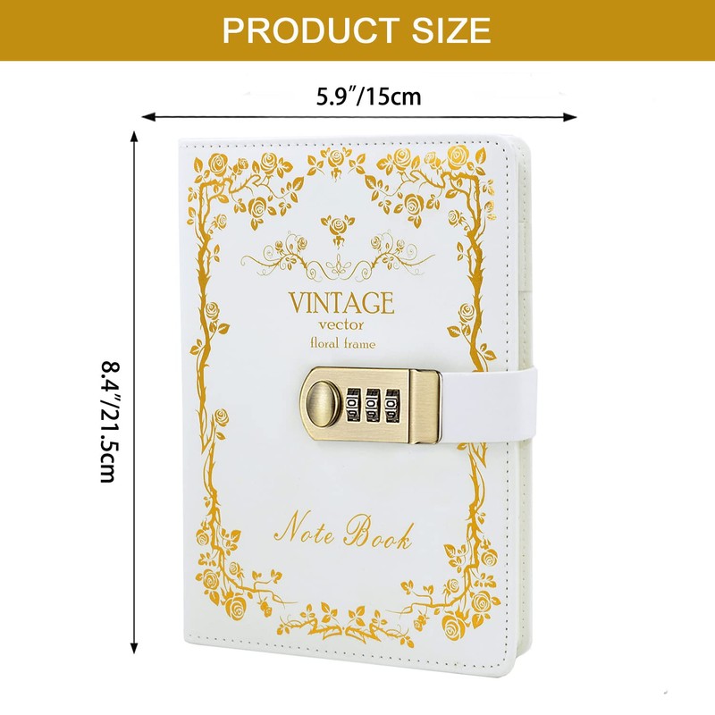 NectaRoy PU Leather Combination Lock Diary Writing Notebook Planner Organiser,