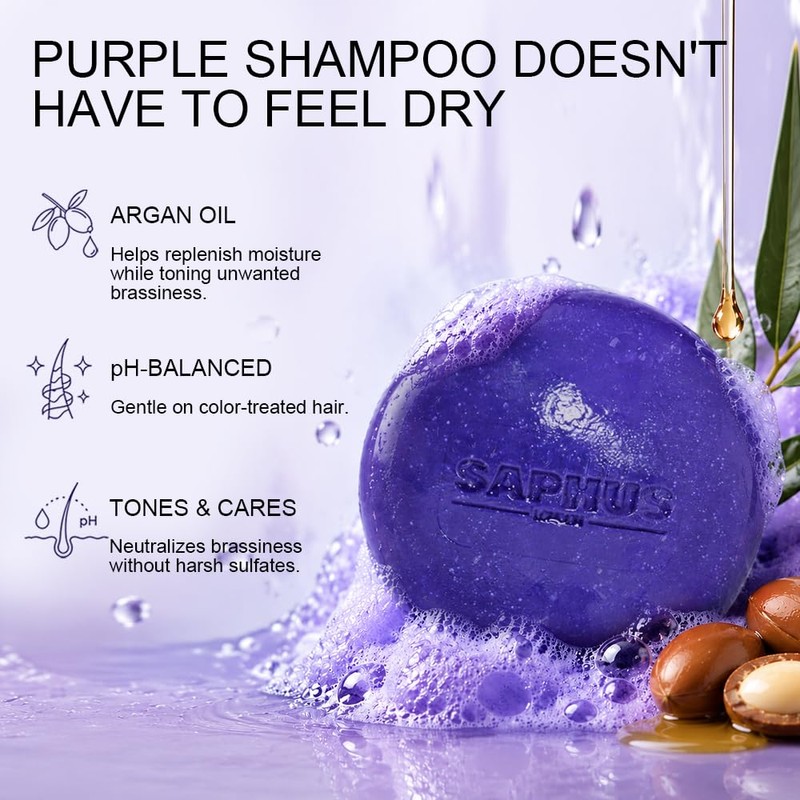 2PCS Purple Toning Shampoo Bar for Blonde Hair, 6oz