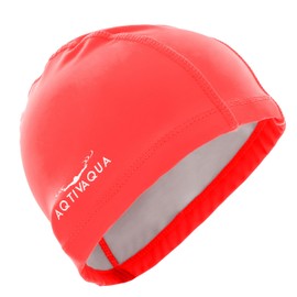 AqtivAqua Swimming Cap Children Girls Boys Swimming Cap Kids Swimming Cap Swimming Caps Children's Swimming Cap (Red Colour, Children's Size)