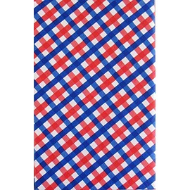 Americana (Elrene) Patriotic Red, White and Blue Check Pattern Vinyl Flannel Back Tablecloth (60" Round)