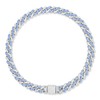WimuPath Silver-Plated Blue Diamond Dog Collar - Cuban Style Metal
