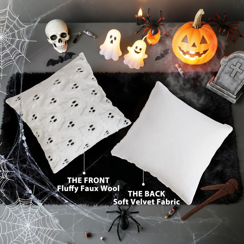 decorUhome Fall Halloween Ghost Pillow Covers 18x18 Inch Pack of