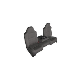 Durafit Seat Covers Made to fit 1993-1998 F150-F550 All Cabs High Back 40/20/40 Split Seat with Molded Headrests and Opening Center Console Seat Covers in Dark Gray Leatherette