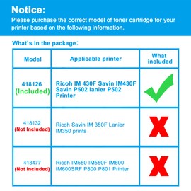 LCL Compatible Toner Cartridge Replacement for Ricoh 418126 IM430 IM430F Savin IM430F Savin P502 High Yield IM 430F Savin IM430F Savin P502 Lanier P502 (1-Pack Black)