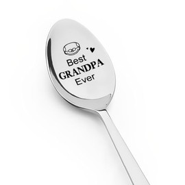 Fathers Day Birthday Gifts Spoon for Grandpa Grandfather Best Grandpa Ever Spoon Gifts for Men Papa Granddad Coffee Tea Spoons Gifts for Him Granddaddy Engraved Spoon Gifts from Grandaughter Grandson