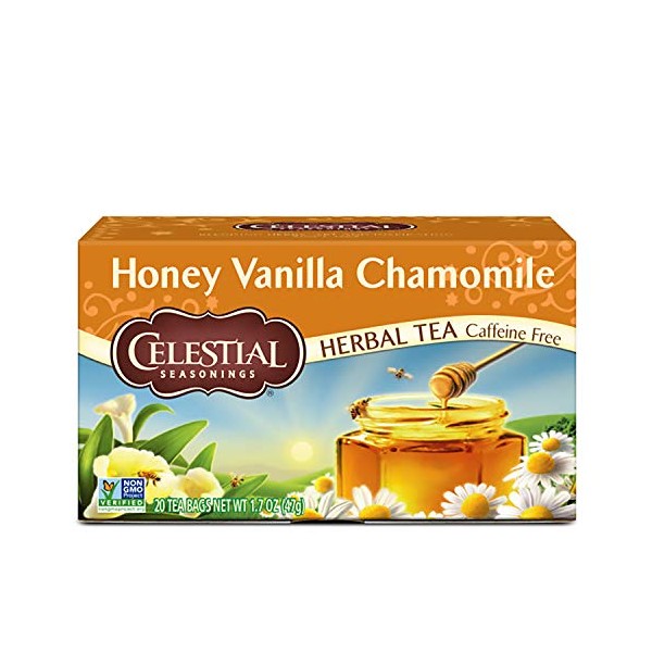Celestial Seasonings Herbal Tea, Honey Vanilla Chamomile, Caffeine Free, 20 Tea Bags (Pack of 6)